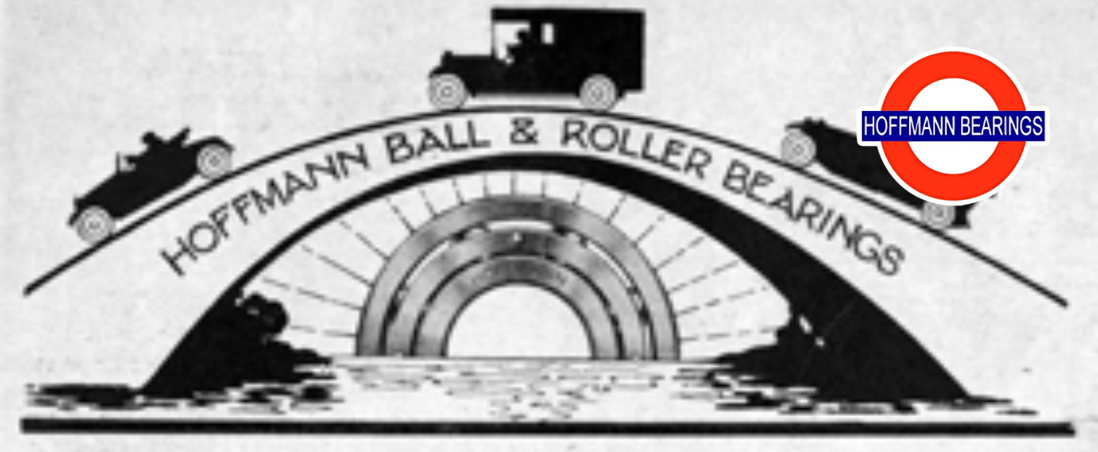 A classic advertisement for Hoffmann Bearings, showcasing the brand's long history and reliability in the automotive industry.