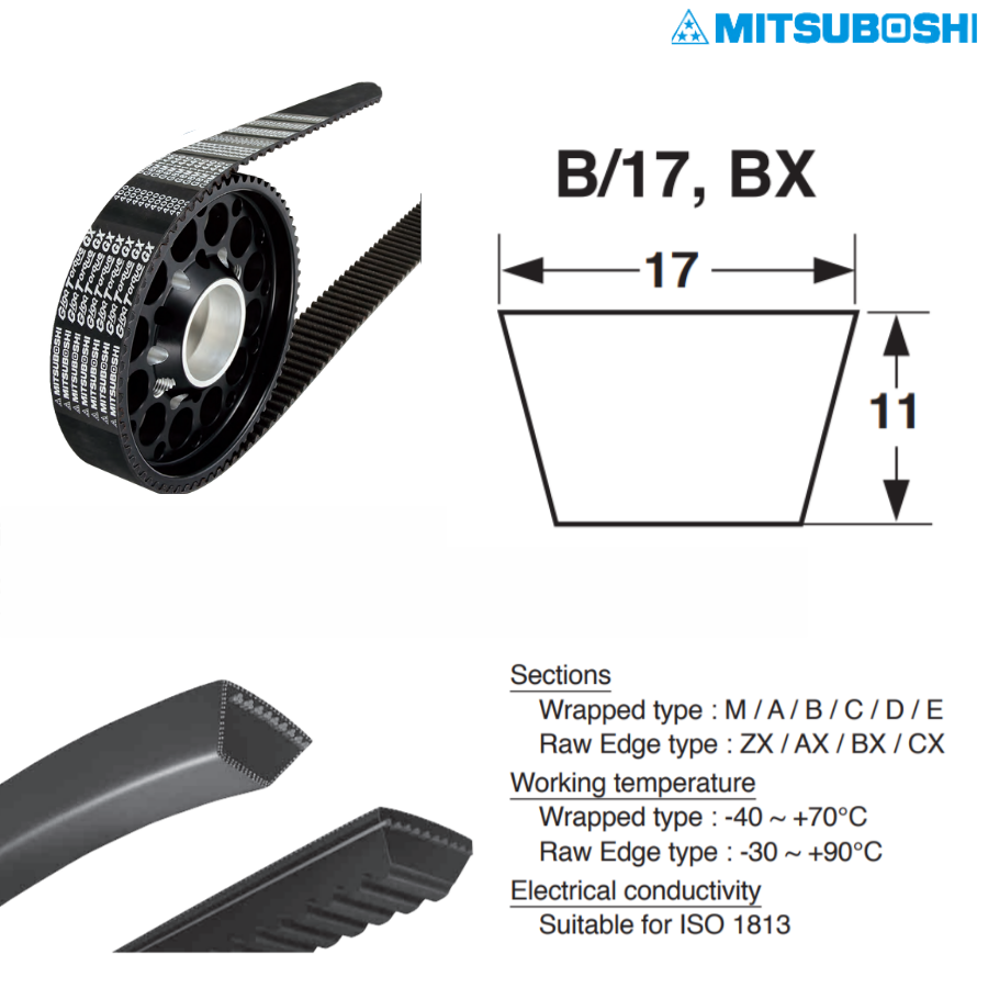 Mitsuboshi BX-Section BX 50 Cogged Belt