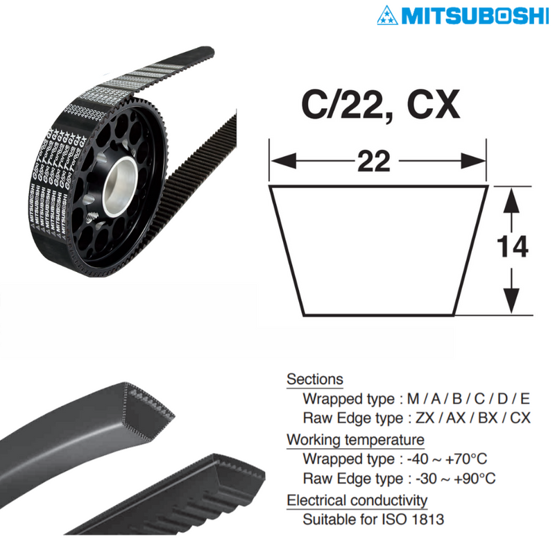 Mitsuboshi CX-Section CX 76 Cogged Belt