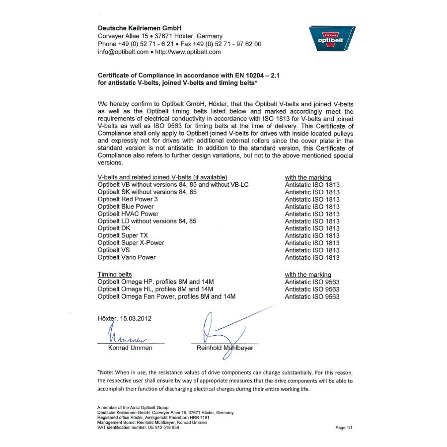 Optibelt A 70 Classical V-Belt (13 x 1775 mm)